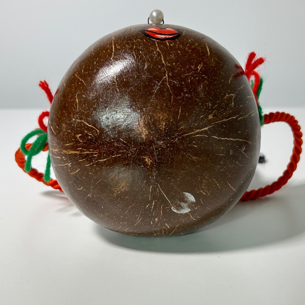 Vintage Coconut Shell Purse Hawaii Kitschy Anthropomorphic Face (13E) - Picture 6 of 8